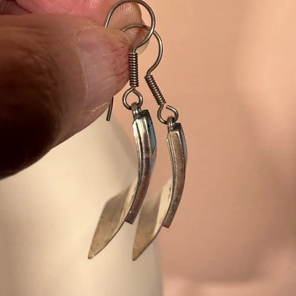 Taxco Vintage sterling silver turquoise southwestern oversized earrings - Picture 4 of 17